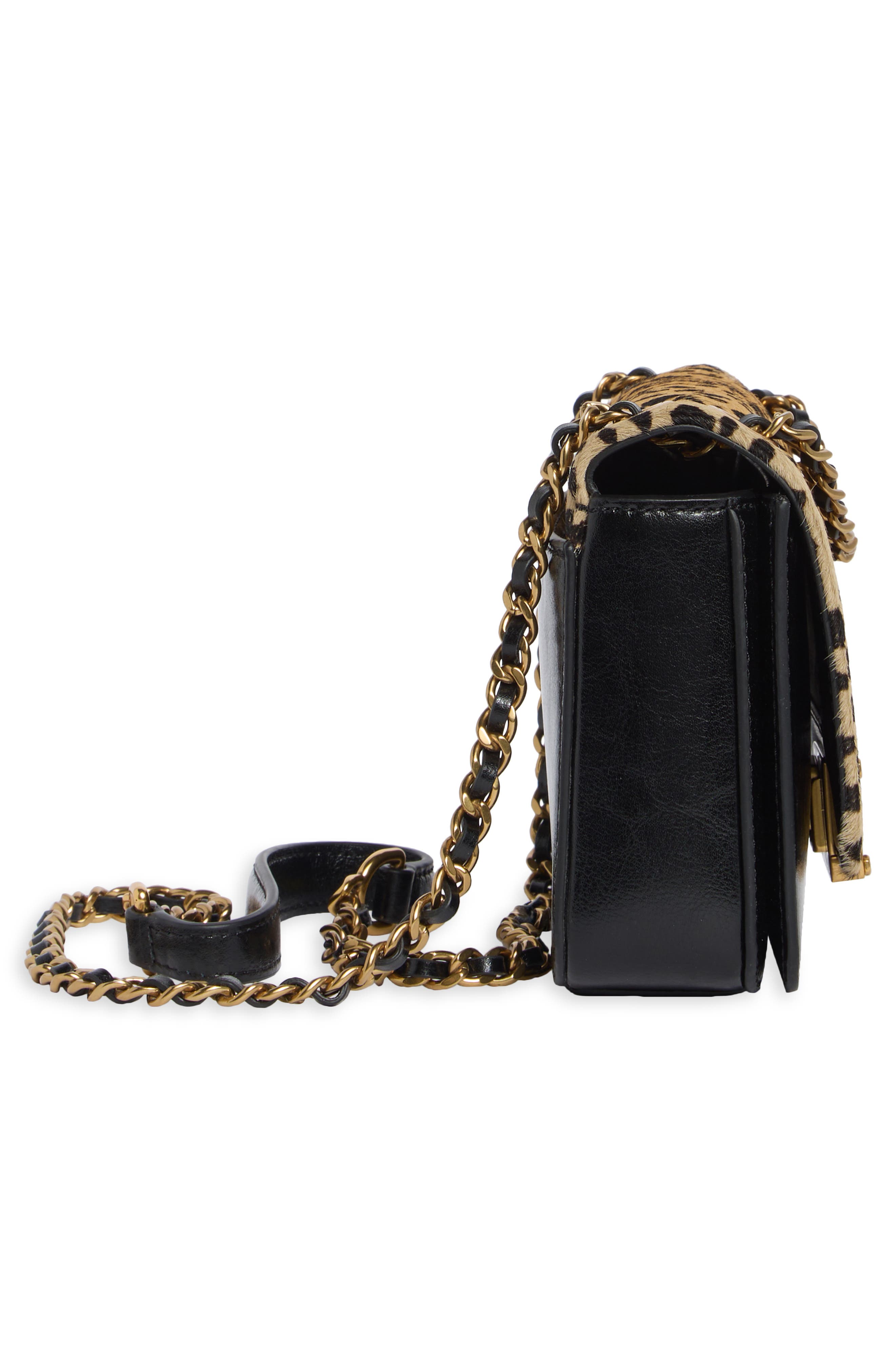 The Genuine Calf Hair & Leather Small Shoulder Bag, Alternate, color, BLACK MULTI