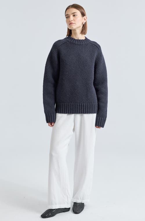 Almina Concept Knit Wool Crewneck Sweater In Blue