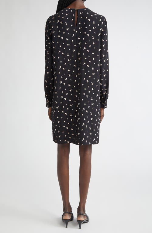 Max Mara Curve Ginkgo Print Long Sleeve Dress In Black