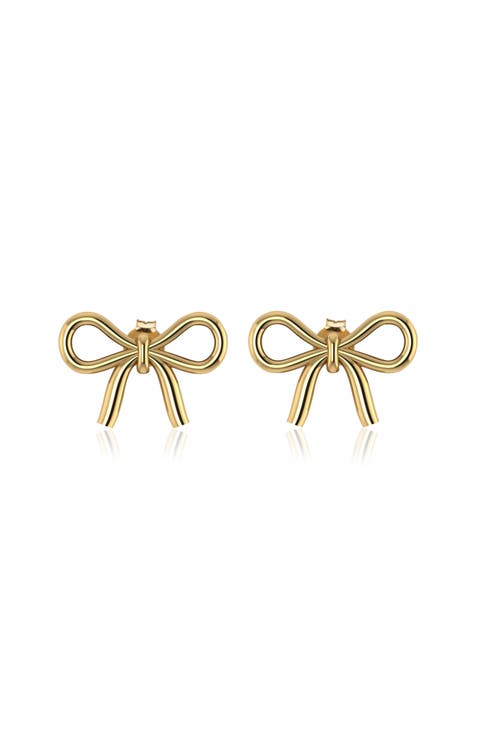 14K Gold Plated Sterling Silver Bow Stud Earrings