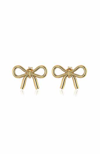 GABI RIELLE 14K Gold Plated Sterling Silver Bow Stud Earrings