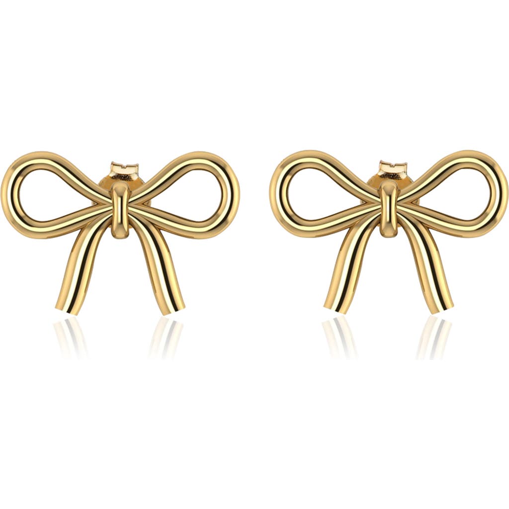 Gabi Rielle 14k Gold Plated Sterling Silver Bow Stud Earrings In Gold