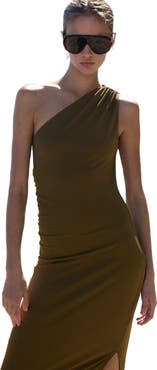 H&M Draped-panel One-shoulder Dress