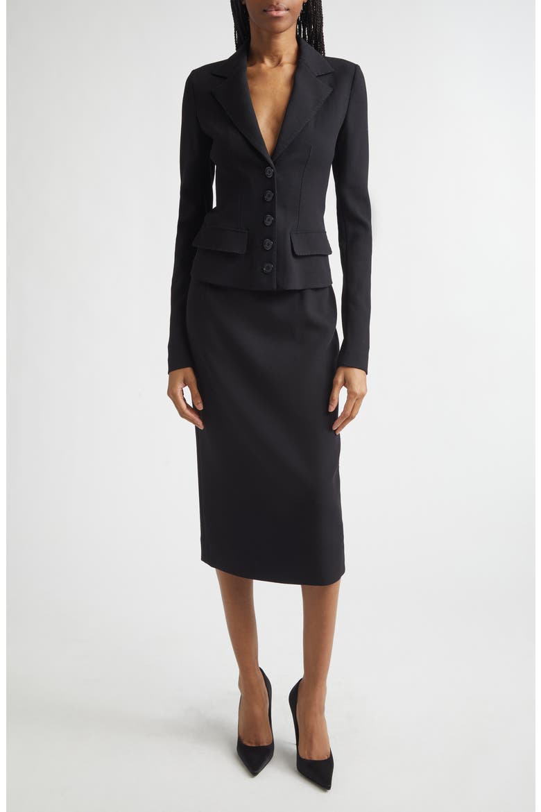 Tailored Stretch Wool Jacket, Alternate, color, NERO
