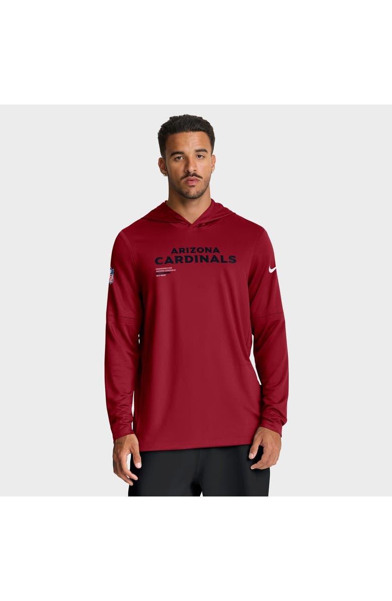 Nike Men's Nike Cardinal Arizona Cardinals Sideline Pure Fury Performance Long Sleeve Hoodie T-Shirt, Main, color, Cardinal
