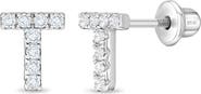 In Season Jewelry Cubic Zirconia Letter Initial Earrings