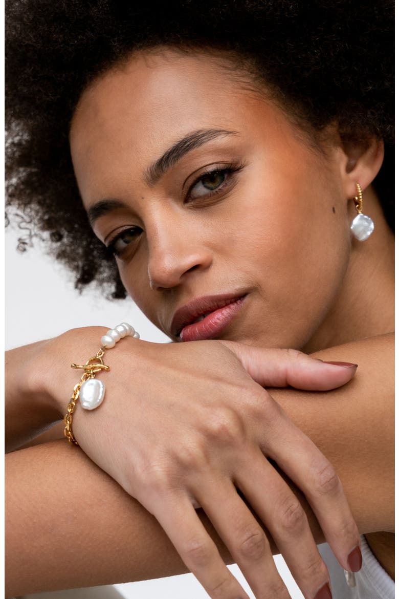 Timeless Keshi Pearl Hoops, Alternate, color, Yellow Gold Vermeil