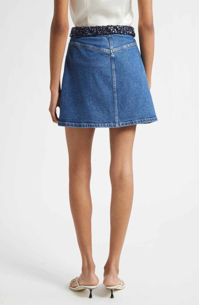 Cinq à Sept Amara Rhinestone Denim Skirt, Alternate, color, Sapphire/Sapphire