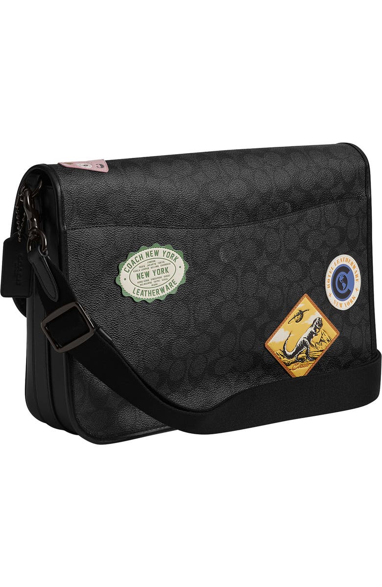 COACH HItch Patch Embellished Signature Coated Canvas Messenger Bag, Alternate, color,