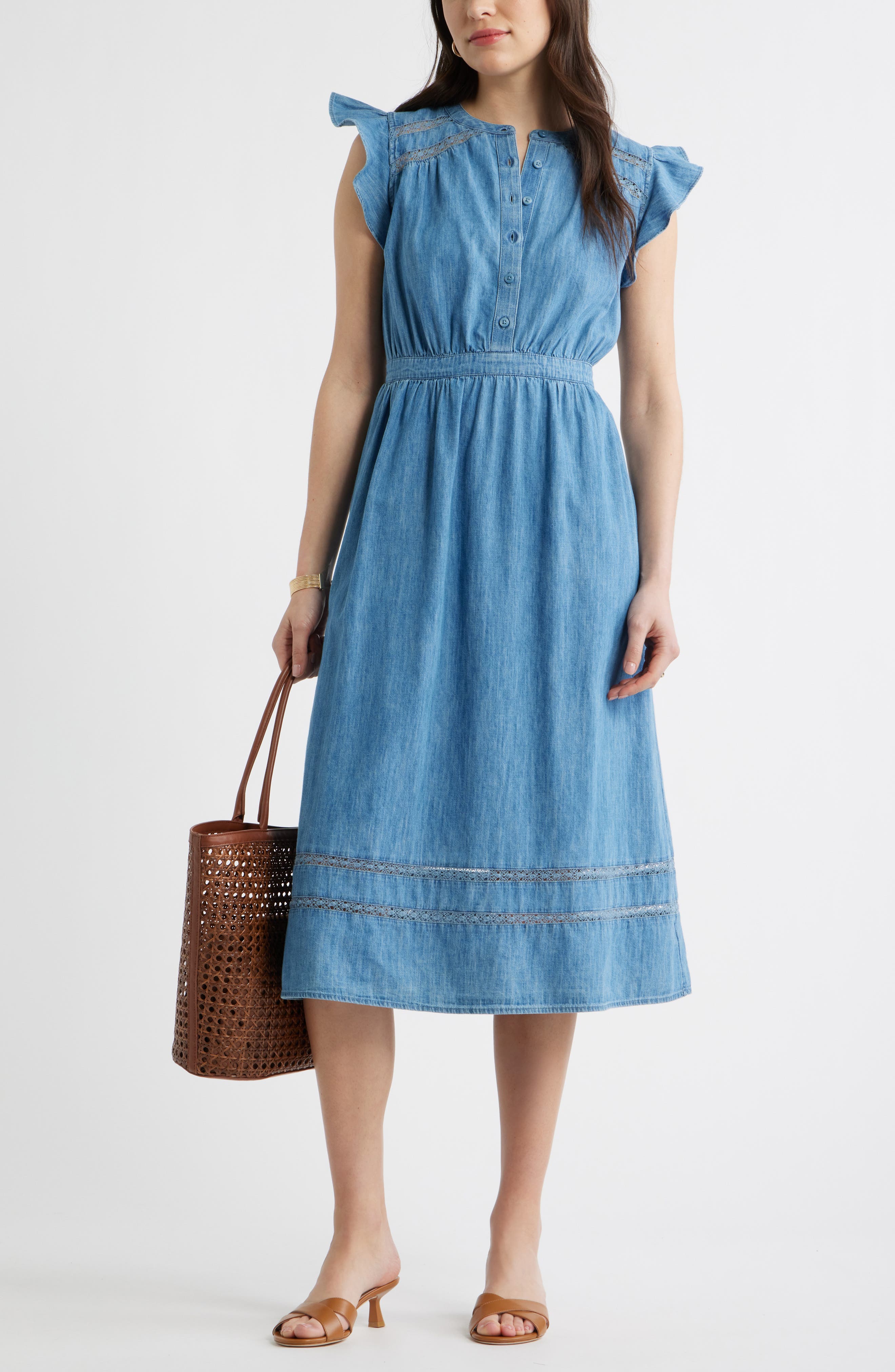 Flutter Sleeve Chambray Dress - image 4