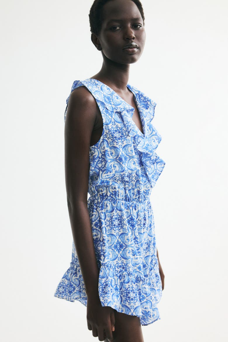 Flounced Viscose-blend Romper, Alternate, color, Blue/patterned