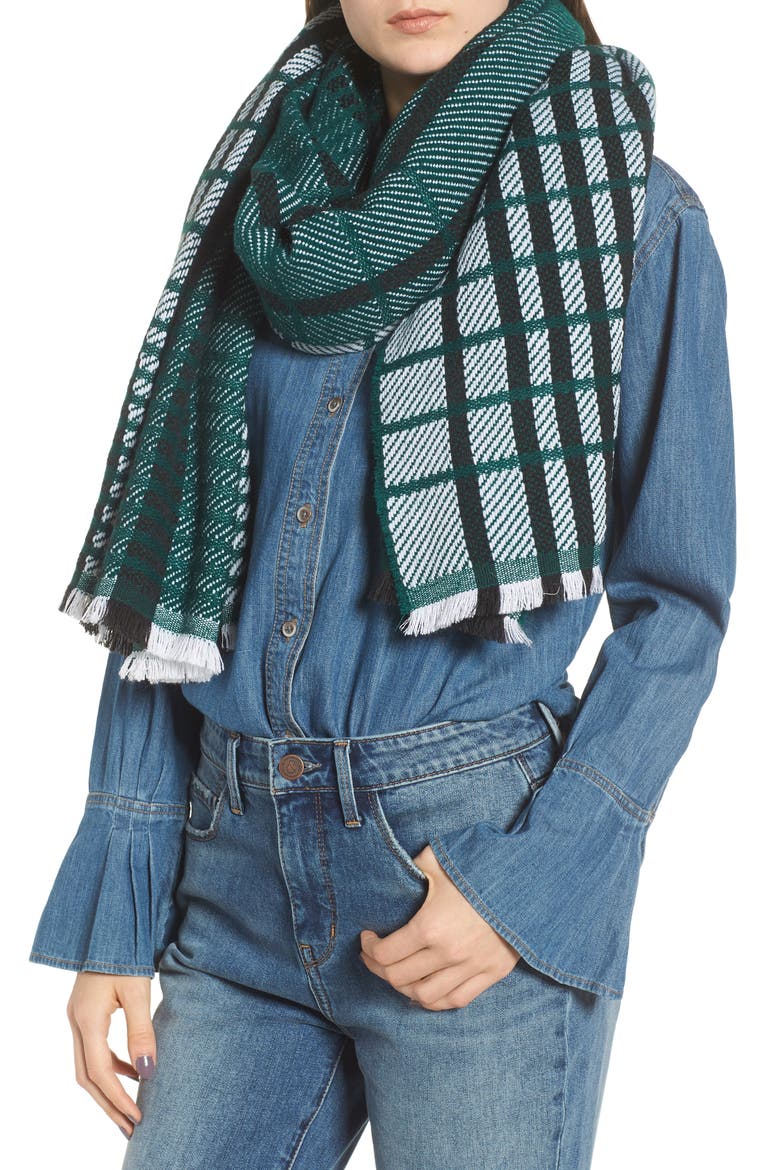 Plaid Blanket Wrap, Alternate, color, GREEN COMBO