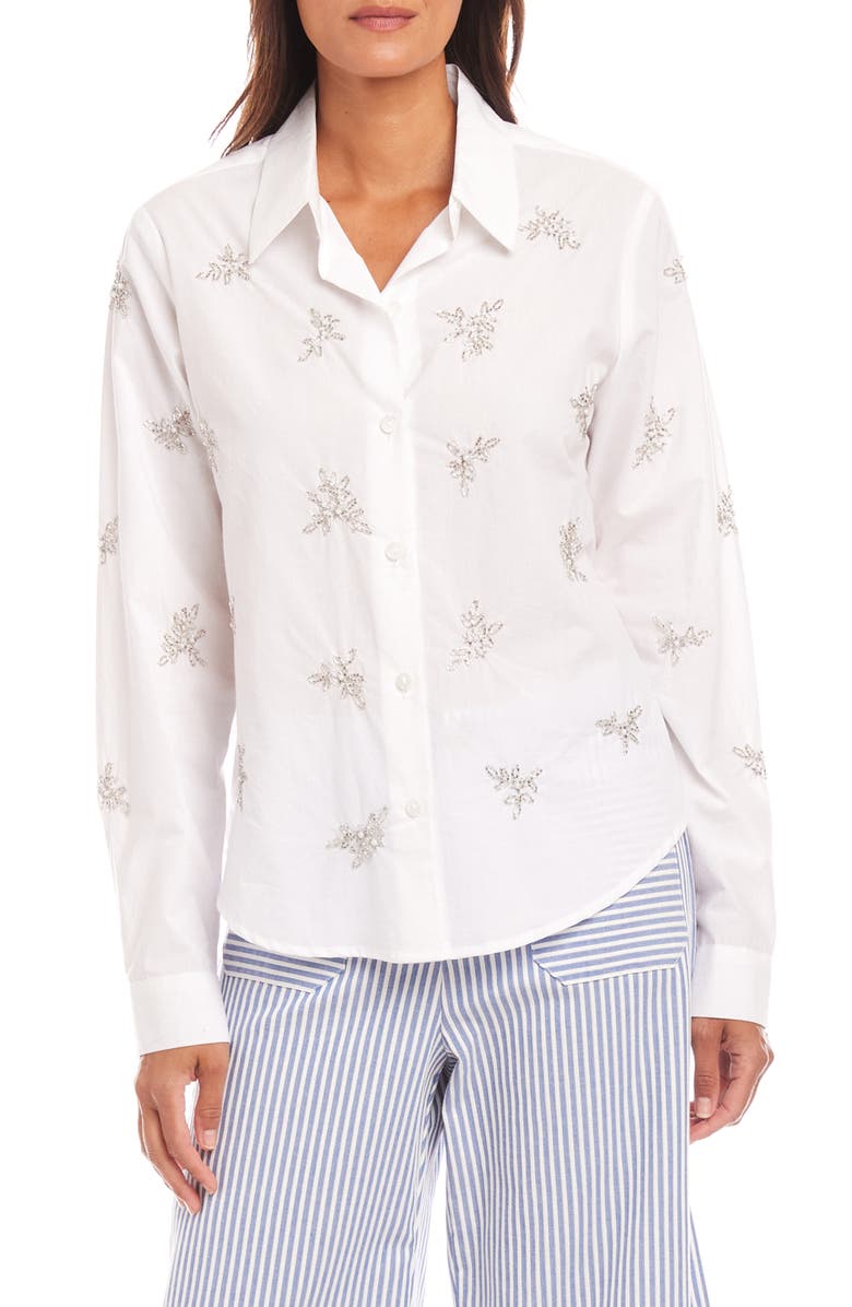 Karen Kane Beaded Button-Up Shirt, Main, color, 