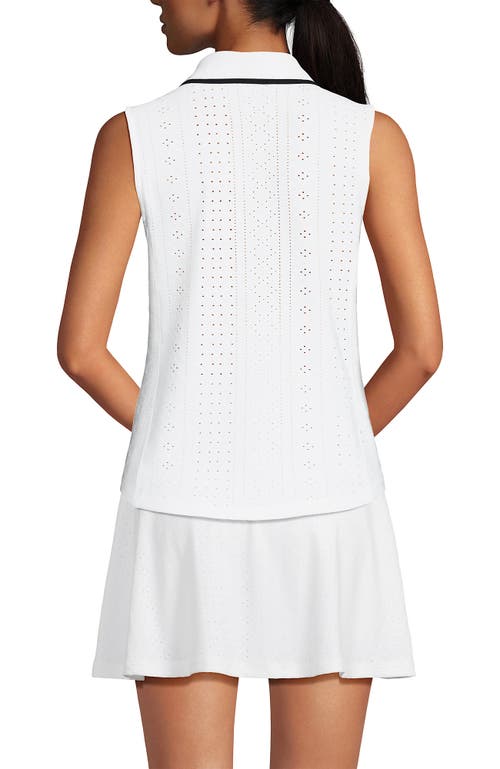 LANDS' END LANDS' END SLEEVELESS EYELET ACTIVE POLO TOP