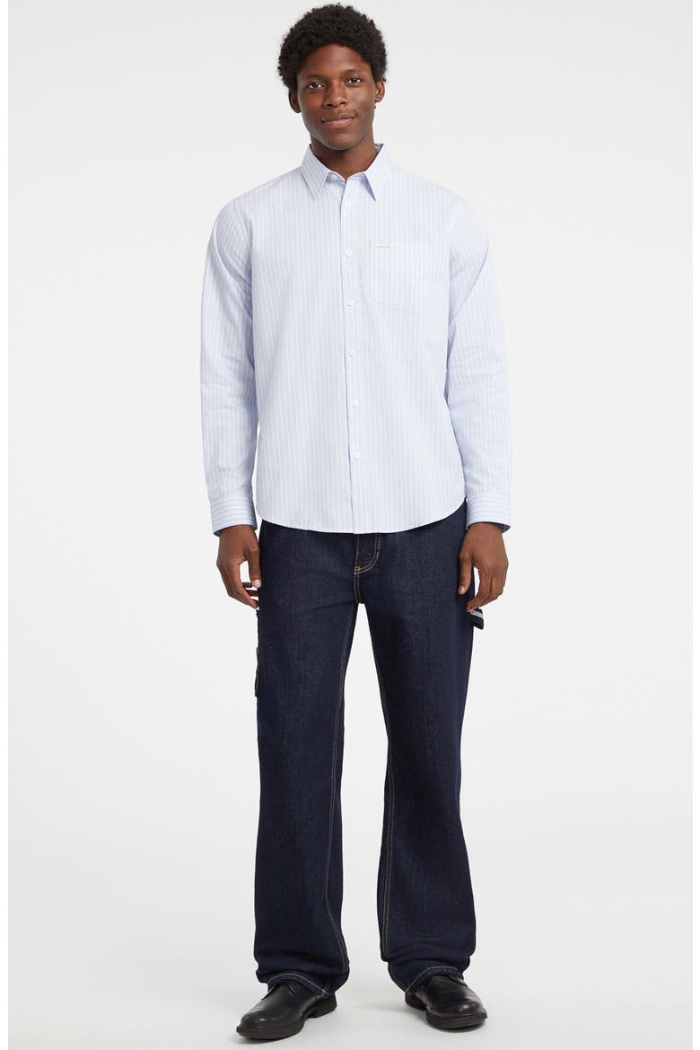 Regular Fit Stripe Cotton Button-Up Shirt, Alternate, color, MEDIUM BLUE