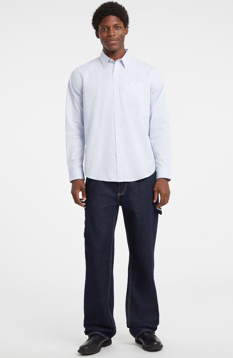 GUESS JEANS Regular Fit Stripe Cotton Button-Up Shirt, Alternate, color, Medium Blue