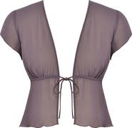 HOUSE OF CB Maia Tie Front Sheer Georgette Crop Top