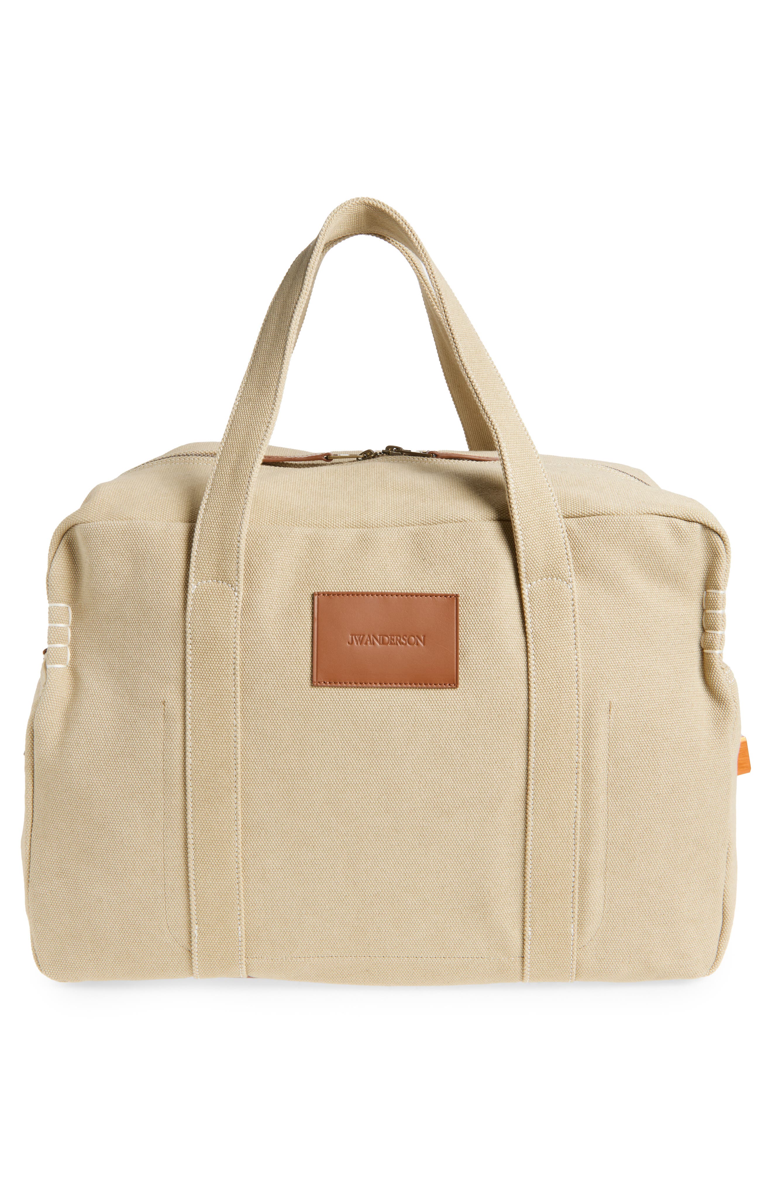 JW Anderson Cotton Canvas Weekend Bag, Alternate, color, Stone