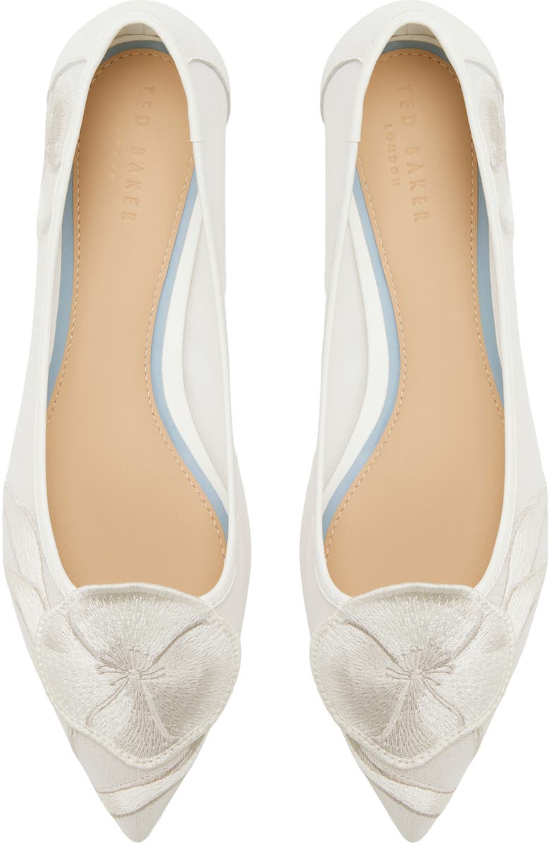 Ted Baker Ella Mae Pointed Toe Flat, Alternate, color, White