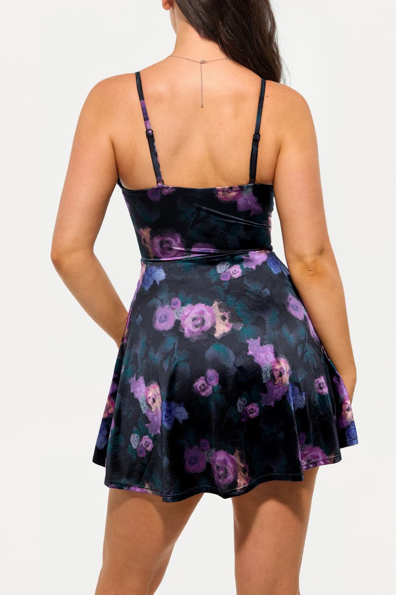 Sequin Cowl Neck Cocktail & Party Fit & Flare Shapewear Mini Dress, Alternate, color, Flora