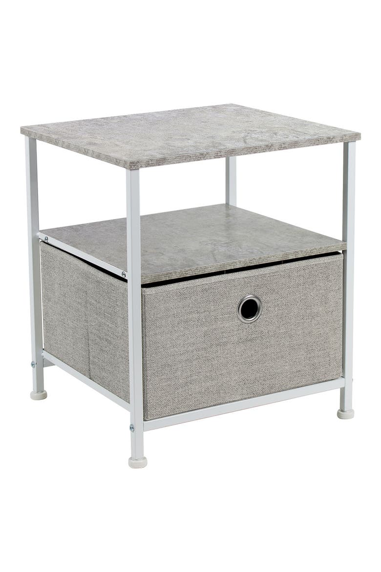 Nightstand 1-Drawer Shelf Storage - Gray, Main, color, GREY