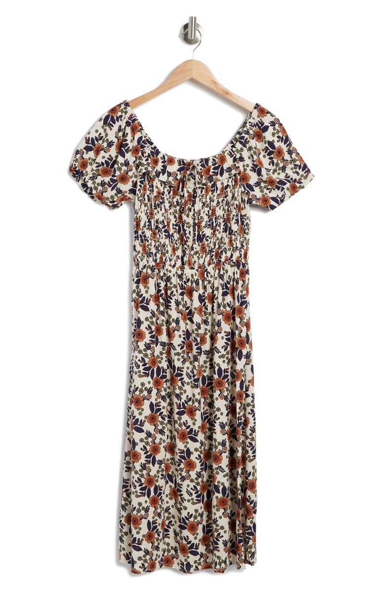 Bobeau Puff Sleeve Midi Dress, Alternate, color, 