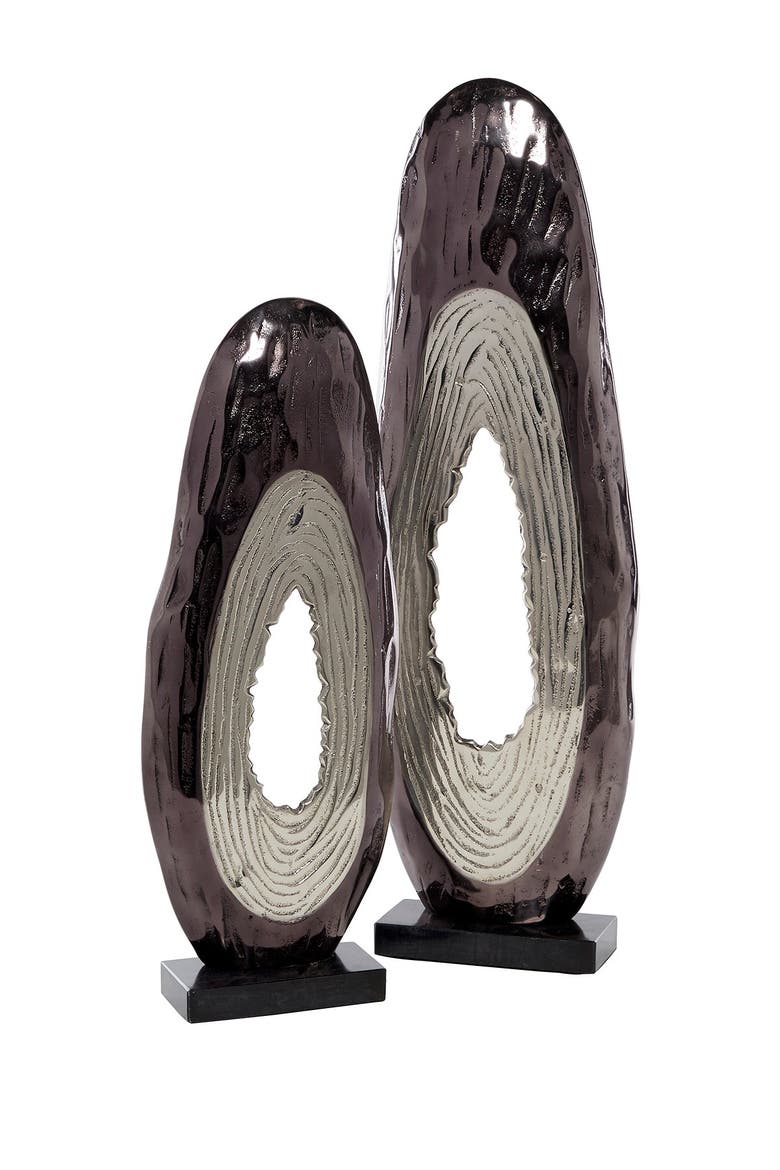 WILLOW ROW Tall Abstract Pewter Metal Tree Trunk Sculptures on Marble ...