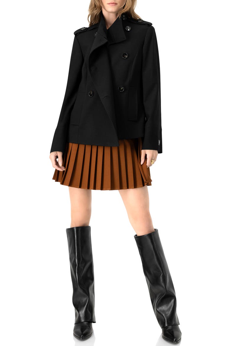 Pleated Short Dress, Alternate, color, Brown