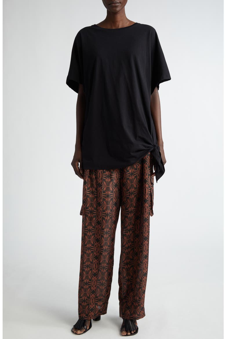 Henchy Knotted Hem Cotton T-Shirt, Alternate, color, BLACK 900