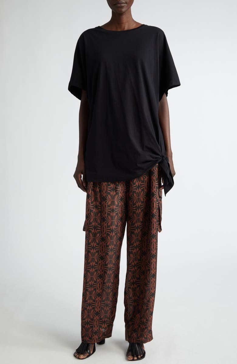 Dries Van Noten Henchy Knotted Hem Cotton T-Shirt, Alternate, color,