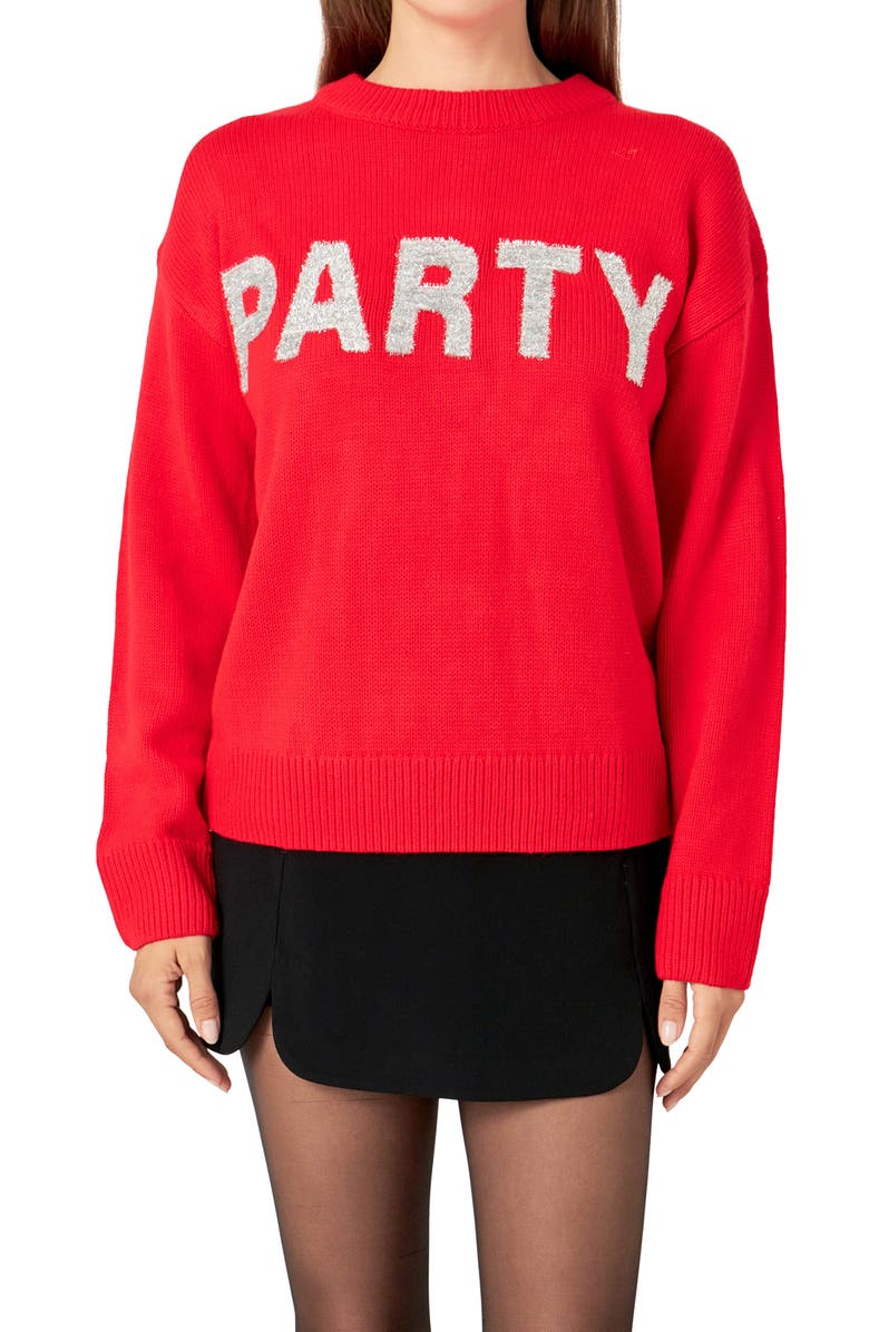 English Factory Party Metallic Sweater, Main, color, 