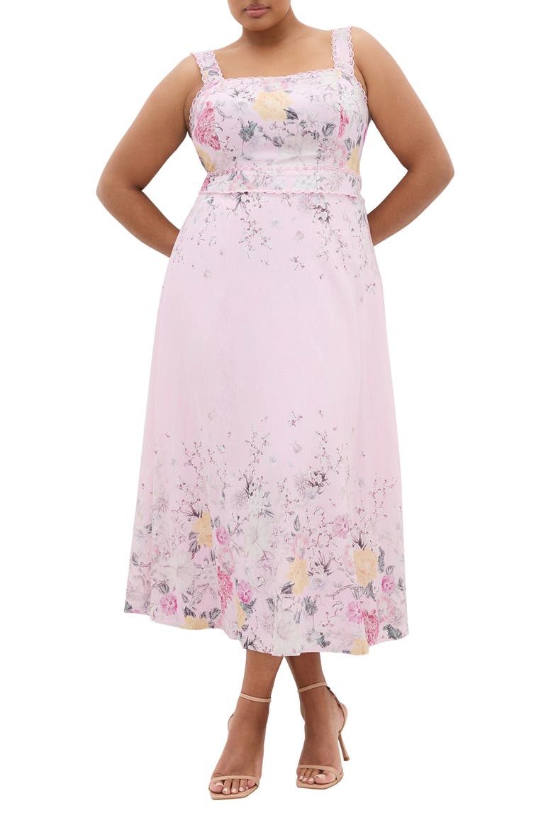 Floral Print Maxi Sundress, Main, color, PINK BOTANIQUE BORDER