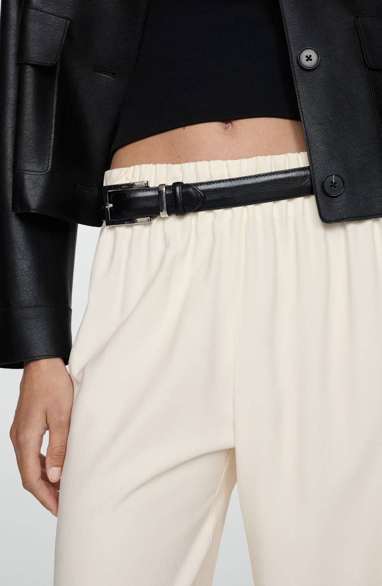 MANGO Pleated Pull-On Wide Leg Pants, Alternate, color,