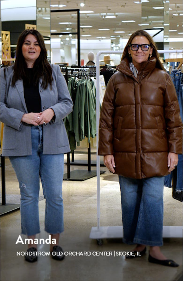 Water Resistant Faux Leather Long Puffer Coat, sales video thumbnail