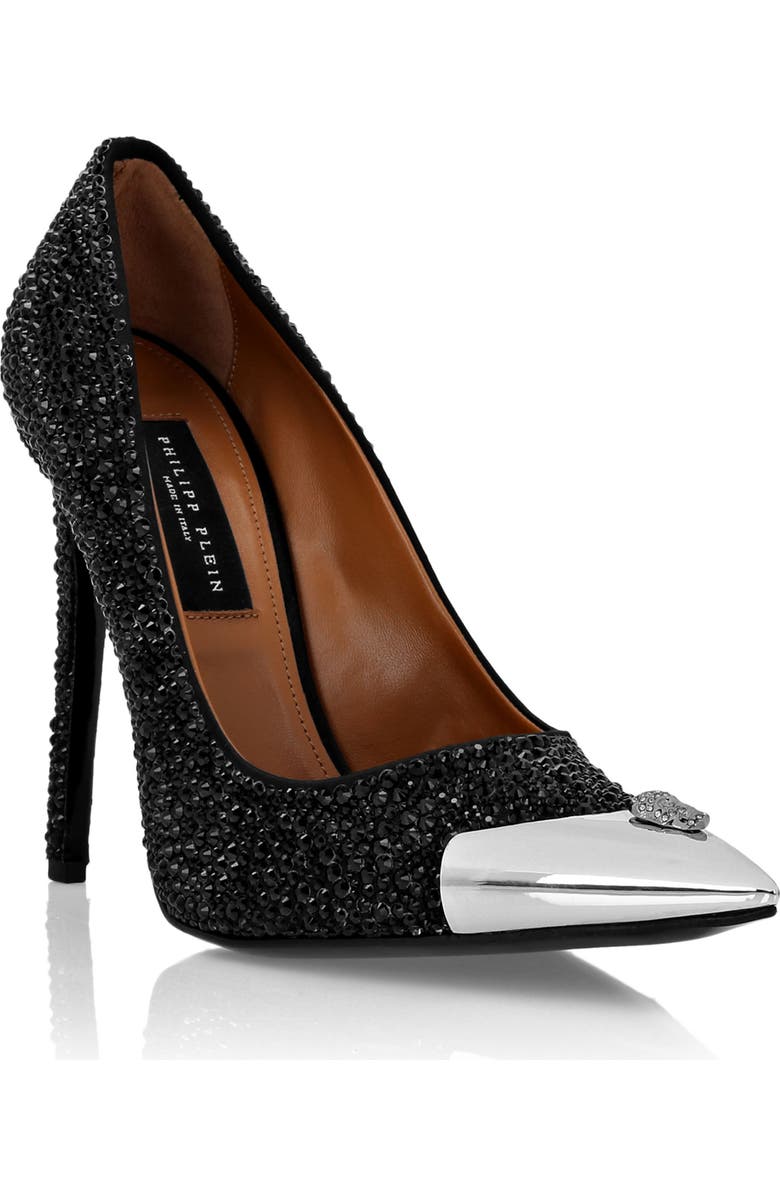 PHILIPP PLEIN Satin Hi-Heels Mix Strass Women, Main, color, Black