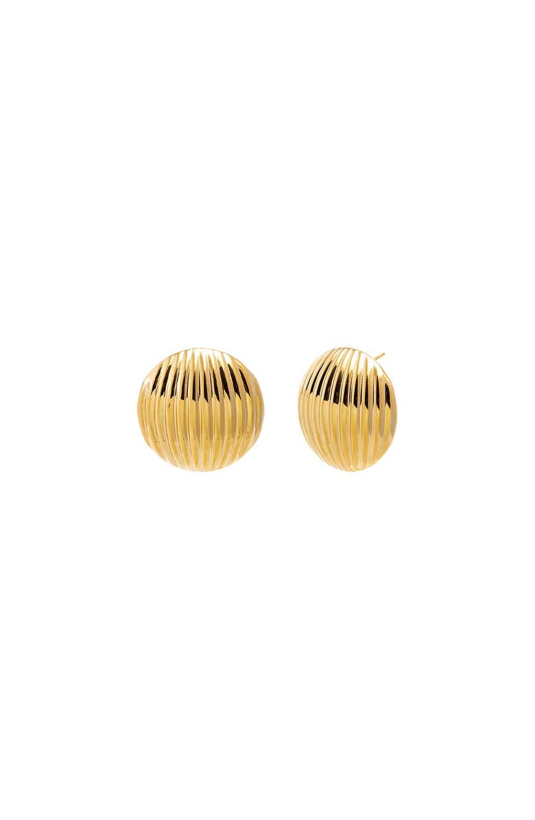 BY ADINA EDEN Gold Ribbed Dome Stud Earring, Main, color, 