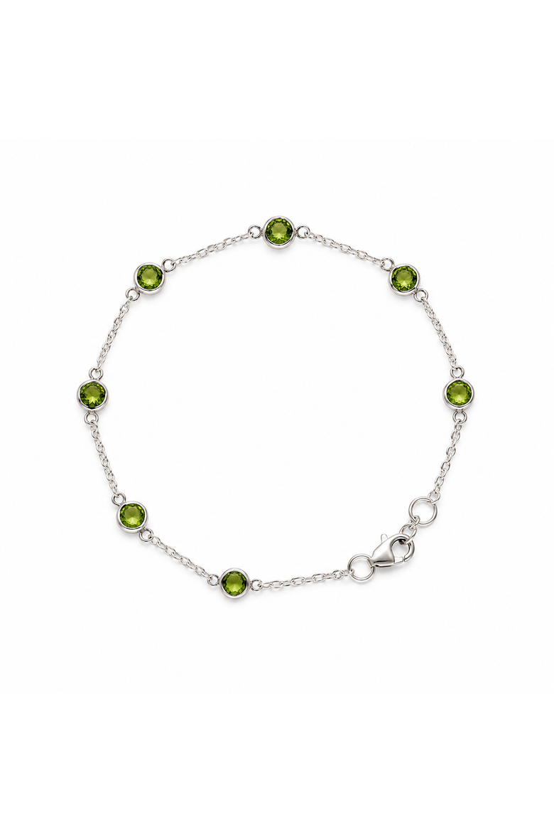 August Birthstone Bracelet Peridot, Main, color, Silver