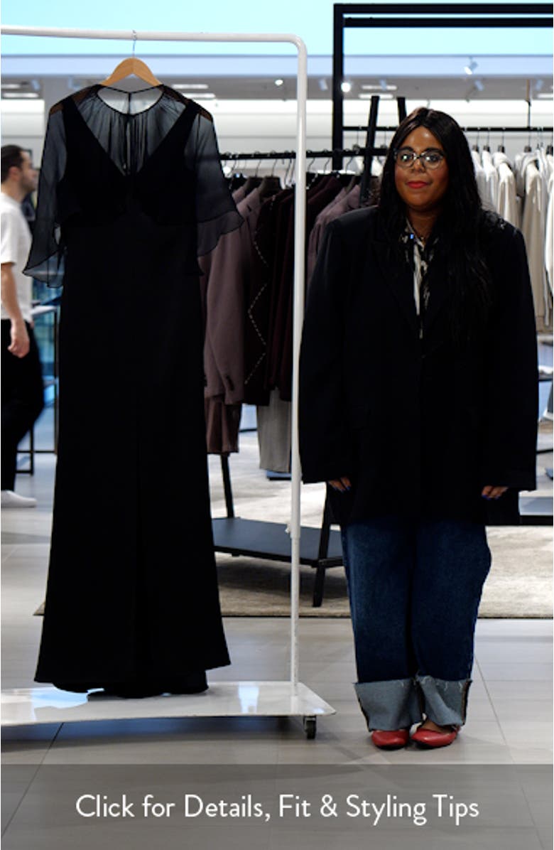 Sleeveless Satin Trumpet Gown with Silk Cape, sales video thumbnail