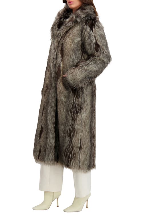 Lyla Grant Fur-free Fox (faux Fur) Long Coat In Gray