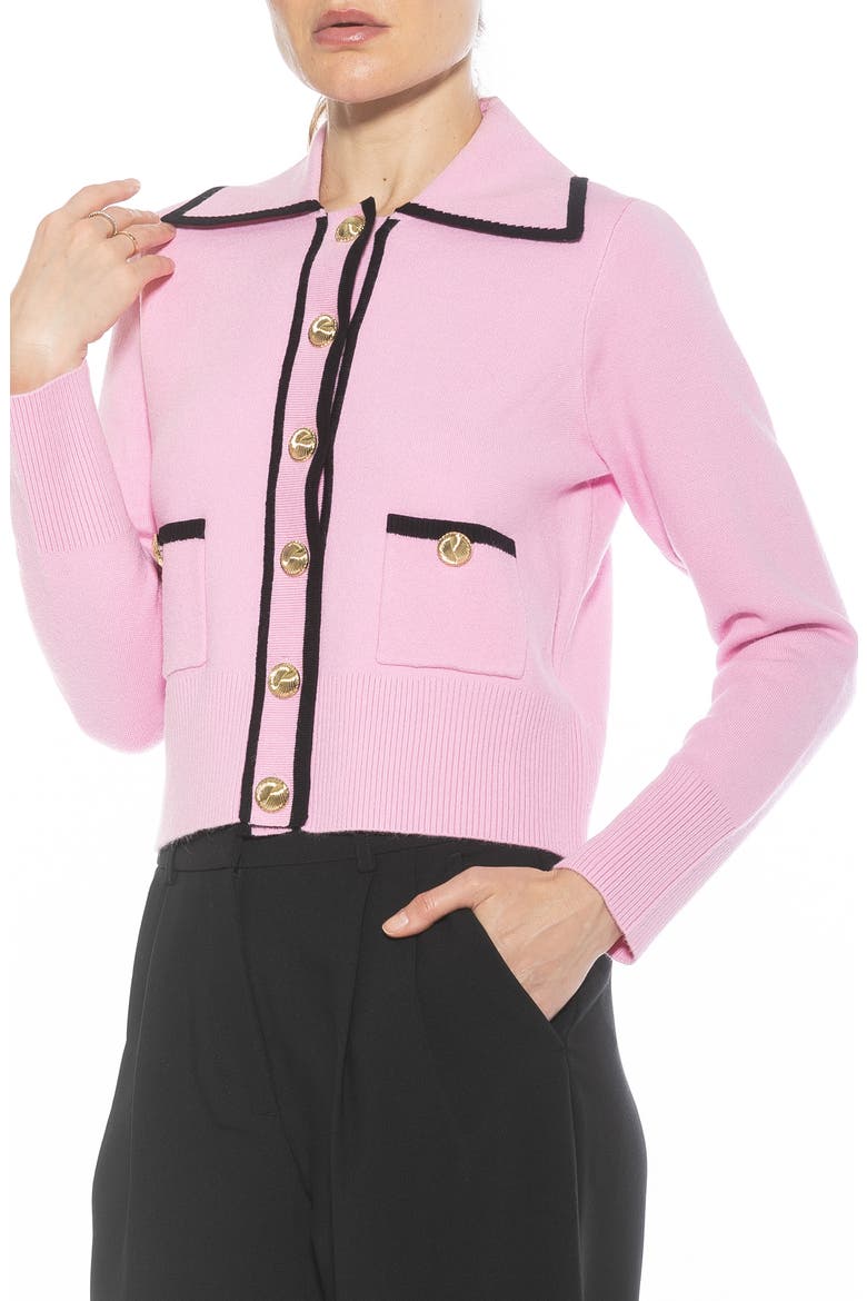Mari Tipped Sweater Jacket, Alternate, color, PINK
