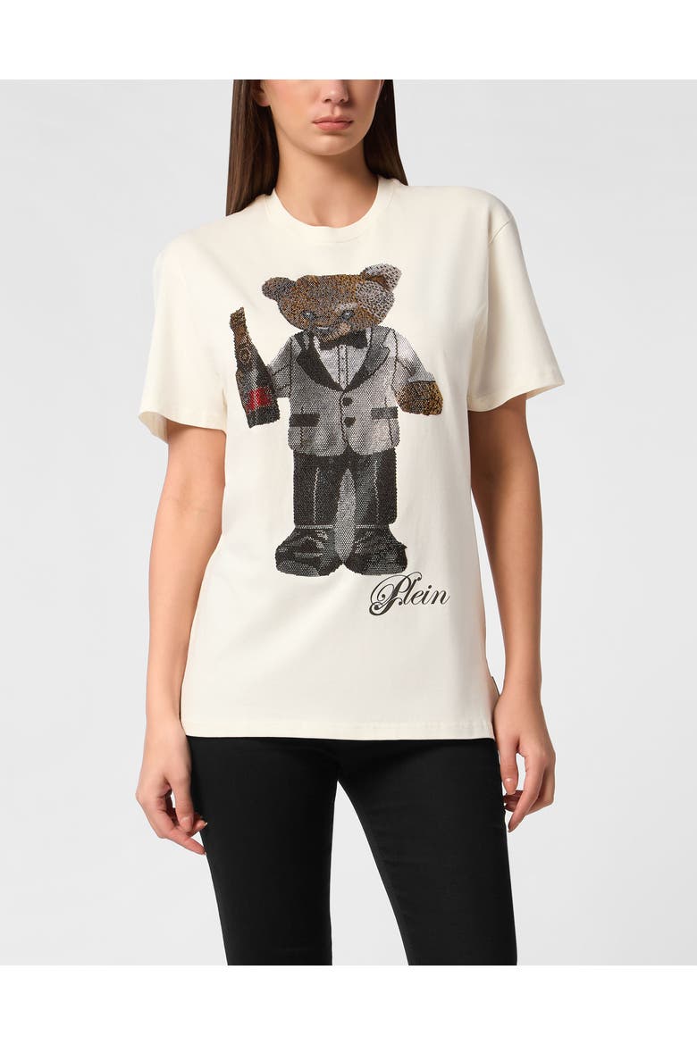 T-Shirt Man Fit Teddy Women, Main, color, OffWhite