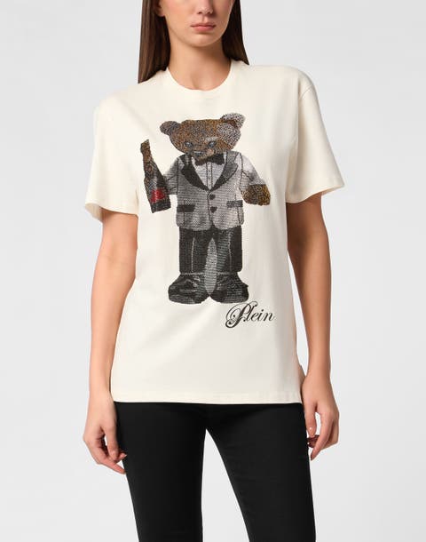 Cotton Man Fit T-Shirt Teddy Waiter Strass Women