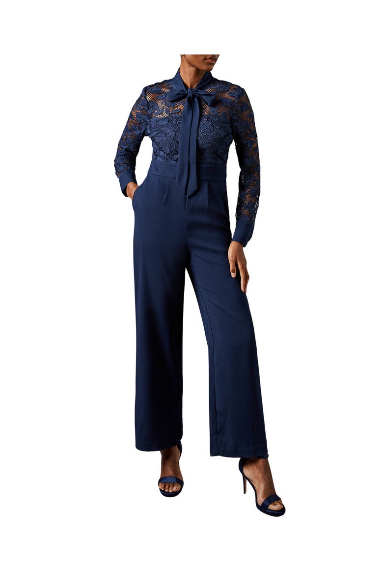 Coast Lace Tie Neck Jumpsuit, Main, color, Navy