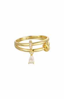 14k Gold Plated Double Band Charm Ring