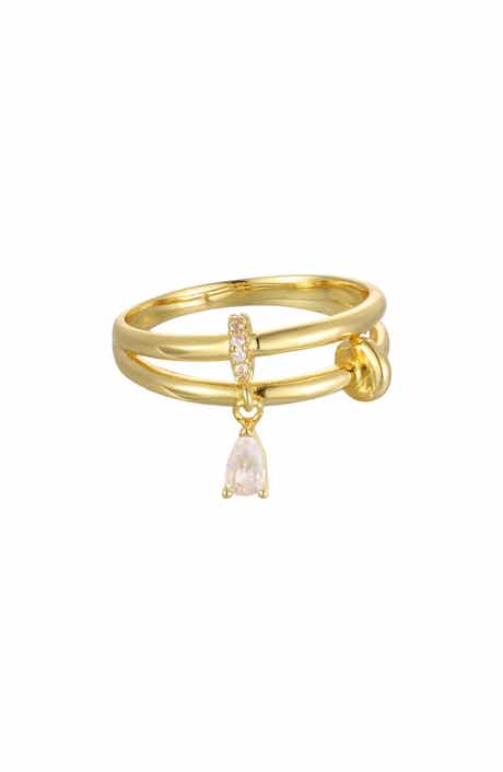 14k Gold Plated Double Band Charm Ring