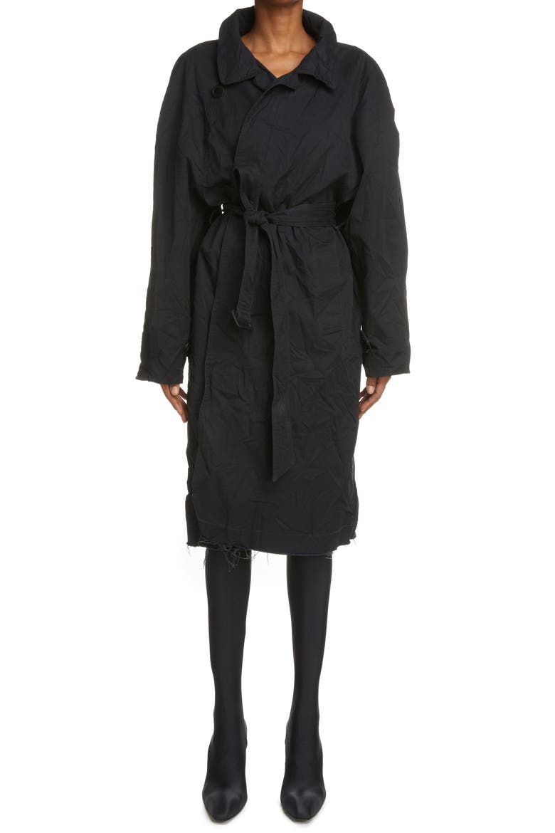 Cotton Drill Wrap Coat, Main, color, BLACK W