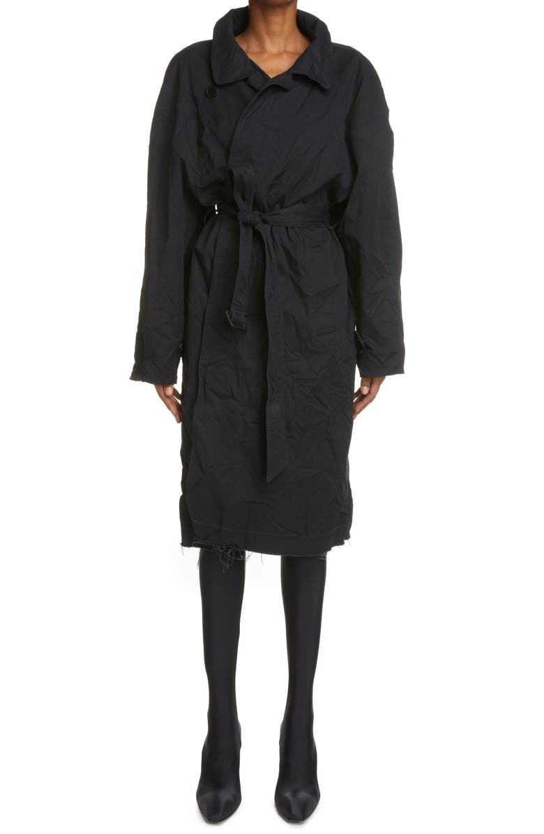 Balenciaga Cotton Drill Wrap Coat, Main, color, 