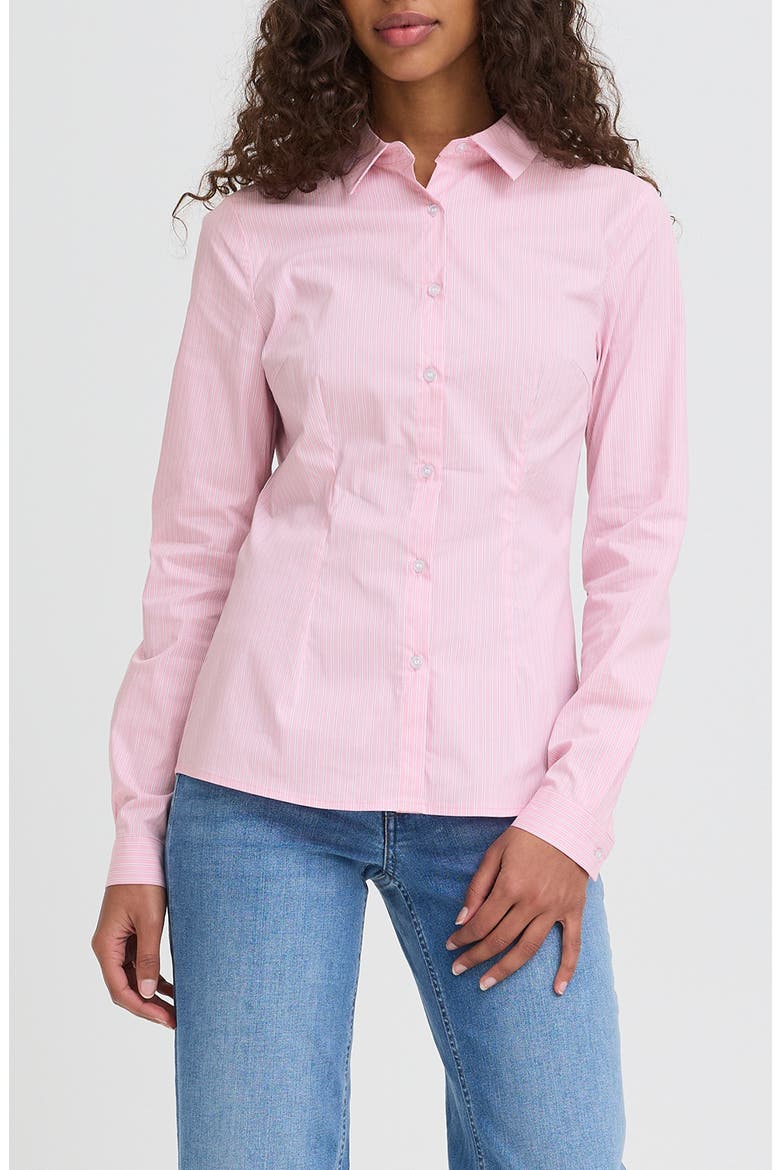 Ihdima Stripe Button-Up Shirt, Main, color, ROSE STRIPE