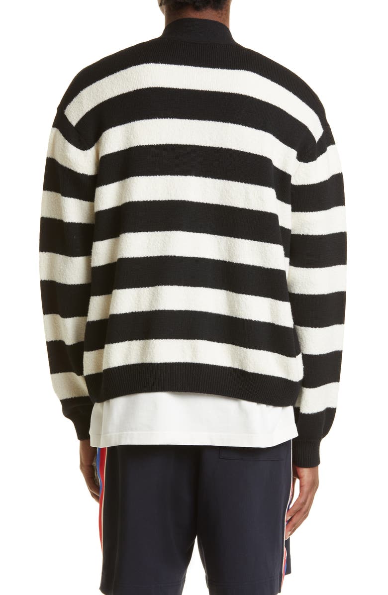 Moncler Running Logo Stripe Cardigan, Alternate, color,