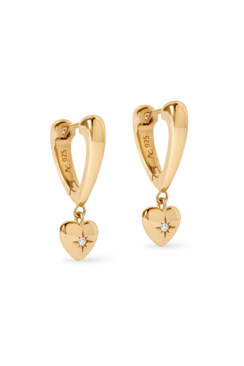 Gold Biography Heart Hoop Drop Earrings, Main, color, Gold